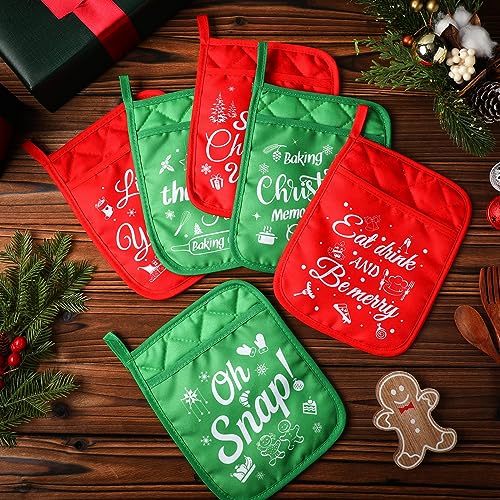 12 Pcs Red Green Pot Holders with Pockets Oven Mitts H776495