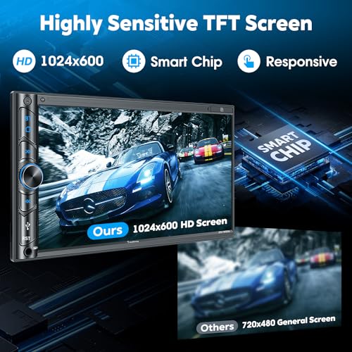 Wireless Double Din Car Stereo with 7" HD Capacitive Touchscreen, Apple Carplay, Android Auto, Backup Camera G48857