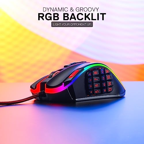 Optical Wired Ergonomic Gaming Mouse with 12 Side Buttons, 12,400 DPI U42524