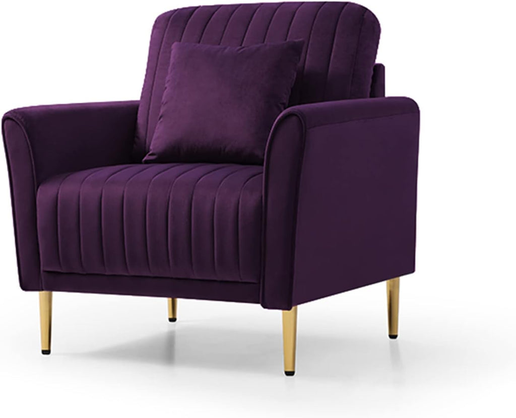 Purple Velvet Accent Chair with Gold Legs I36587