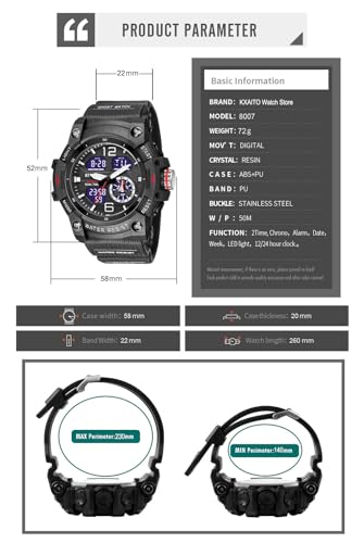 Men's Analog Sports Watch with LED Stopwatch and Dual Display H38305