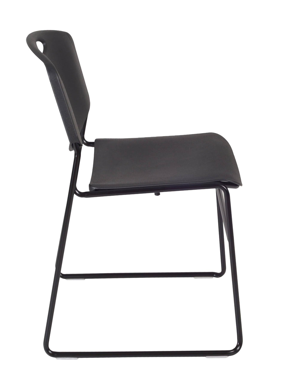 Mahogany Square Breakroom Table & 4 Black Stack Chairs O258443