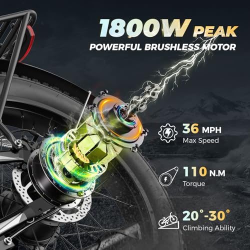 M1 Pro Electric Bike, 1800W Peak Motor, 48V 17.5Ah, 26'' x 4.0'' Fat Tire, 7 Speed, Dual Suspension O6668