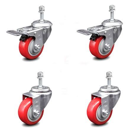 Polyurethane Swivel Threaded Stem Caster Set of 4 A58867