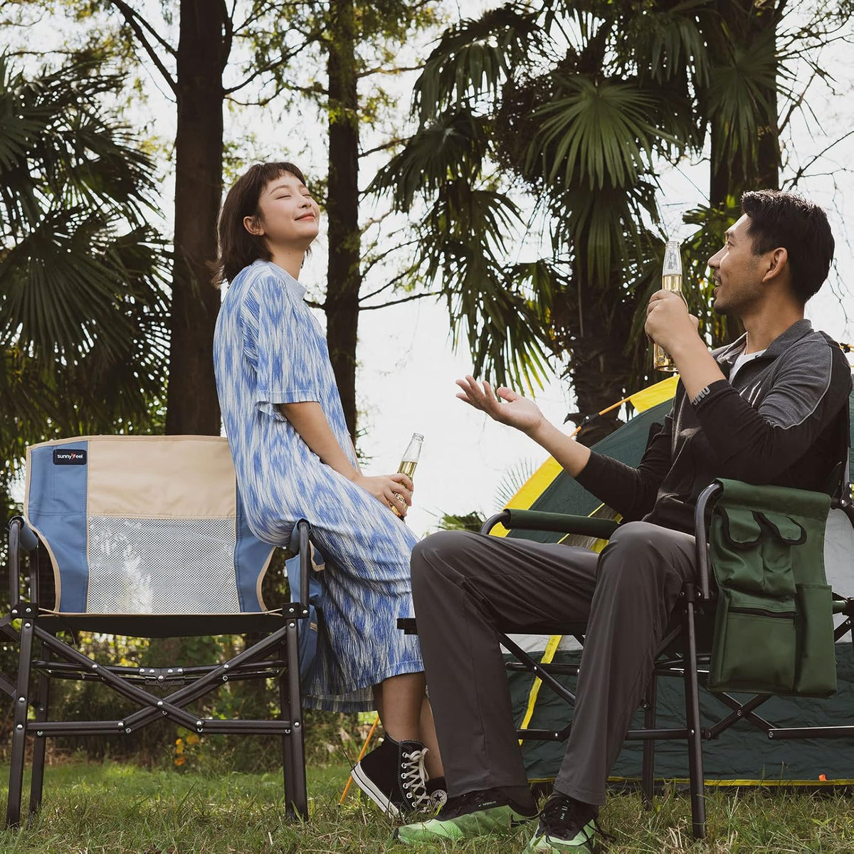 Portable Folding Camping Chair with Side Table and Carry Bag O64895