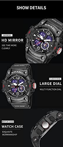 Men's Analog Sports Watch with LED Stopwatch and Dual Display H38305