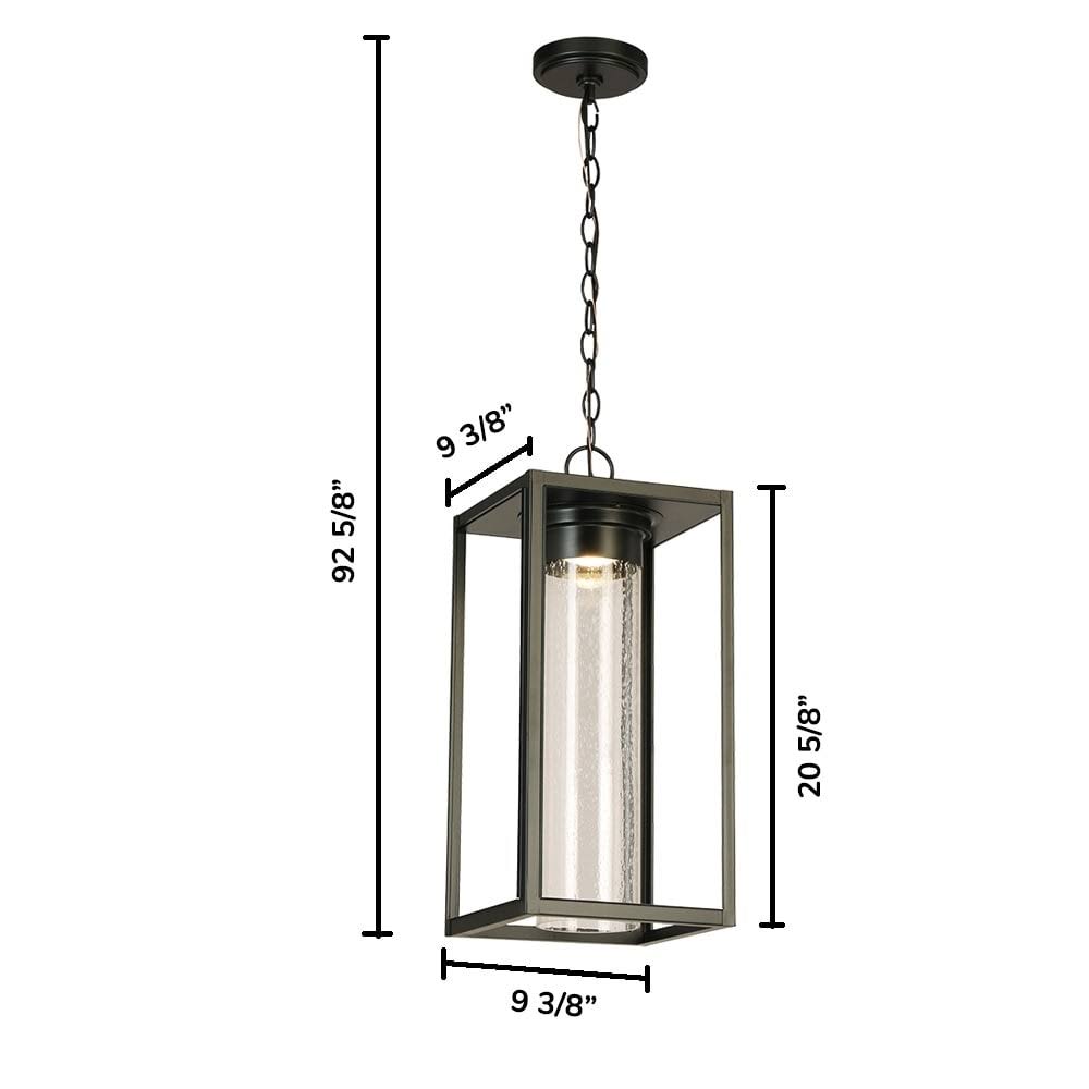 Outdoor Pendant Light Matte Black Clear Seedy Glass 8W LED I321