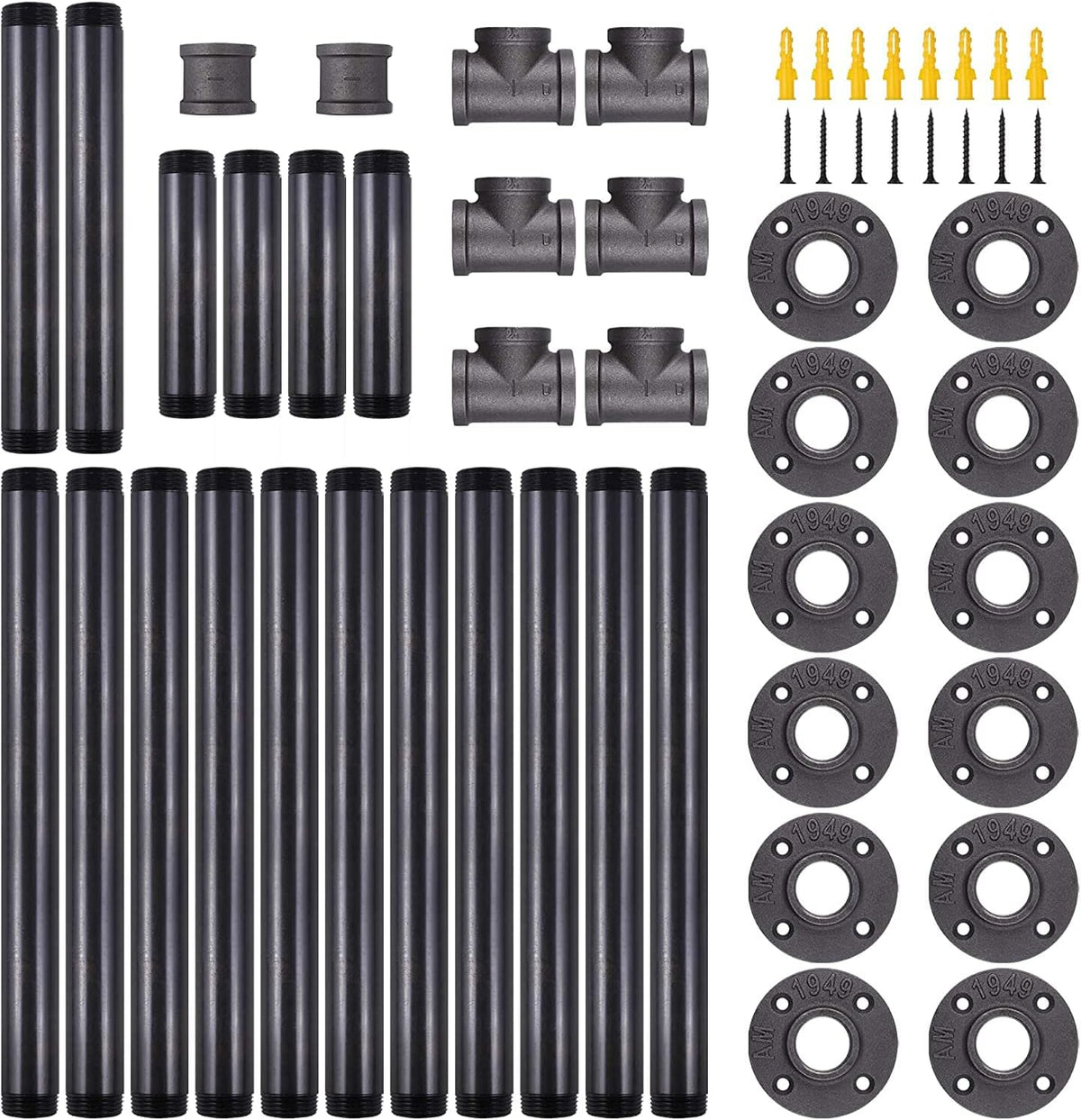 28 Inch Industrial Pipe Table Legs Set with Monitor Shelf Support G387
