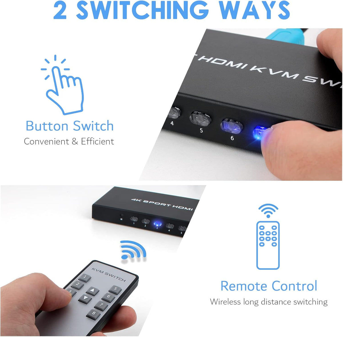 8 Ports HDMI KVM Switch 4K @ 30Hz with IR Remote N4573