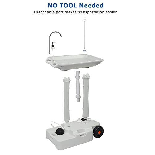 Portable Hand Wash Basin Stand with Towel Holder & Soap Dispenser & Wheels W88006