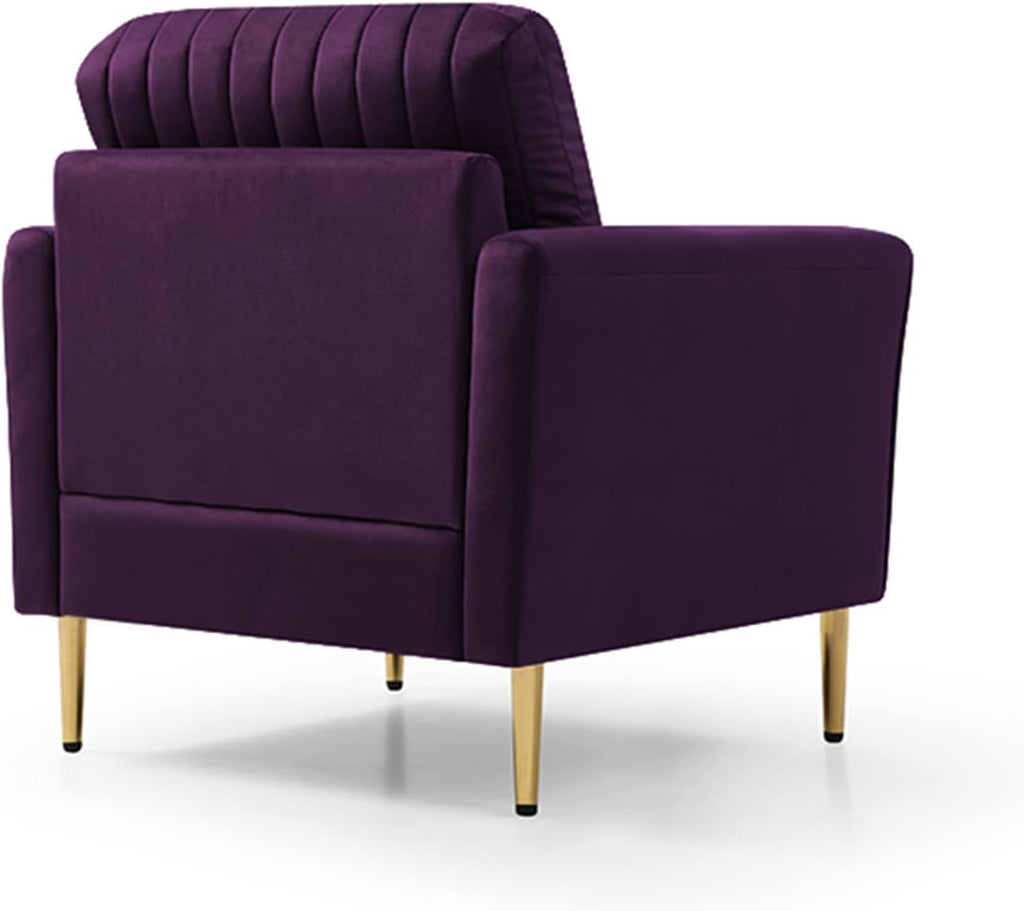 Purple Velvet Accent Chair with Gold Legs I36587