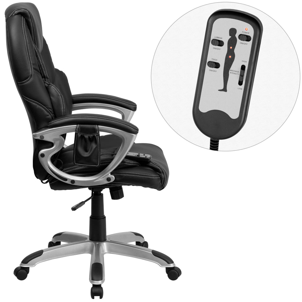 High Back Ergonomic Massaging Swivel Office Chair Black/Silver E741815