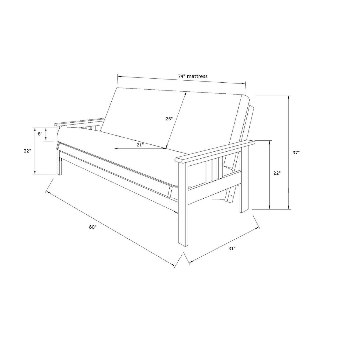 Futon Frame with Mattress R648