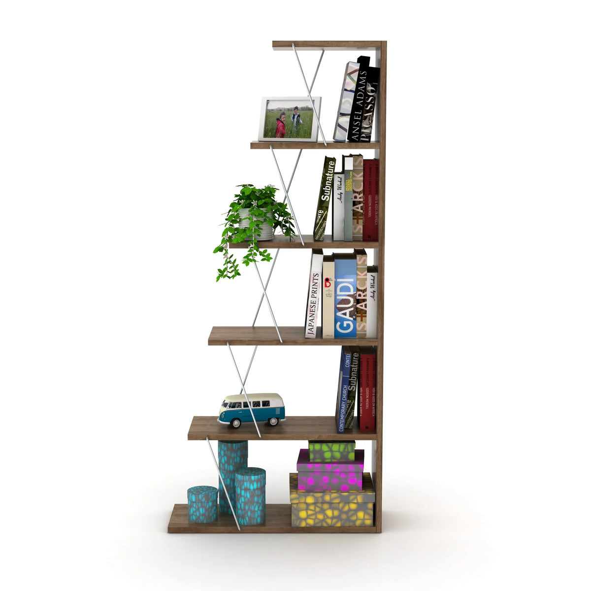 5 Tier Narrow Bookshelf L507