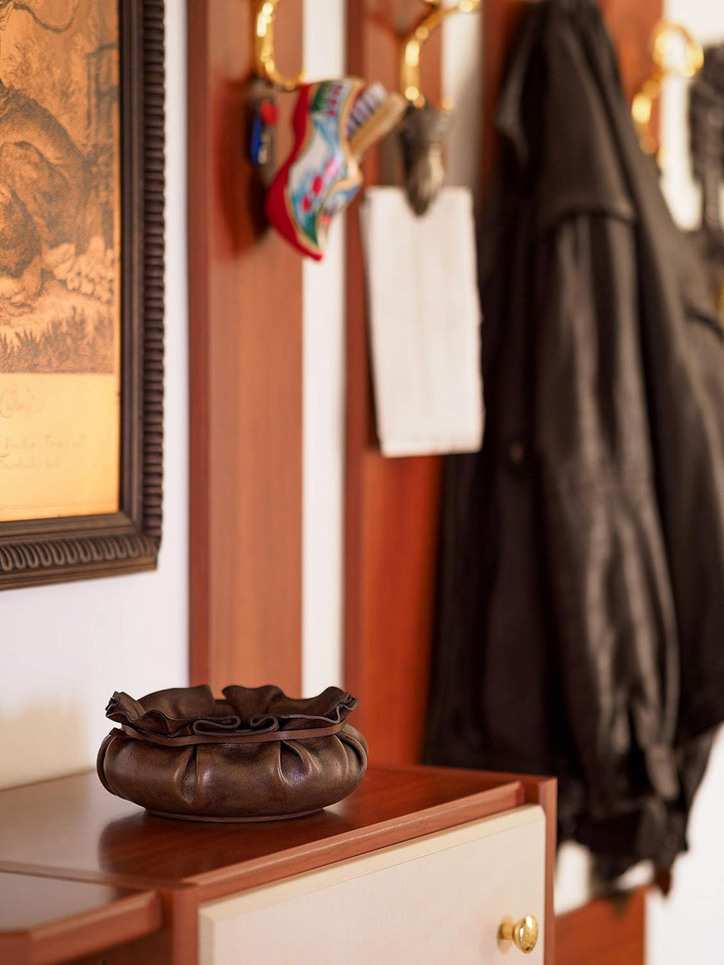 Leather Catchall Tray, Full Grain Vegetable Tanned Leather, Dark Brown K66883