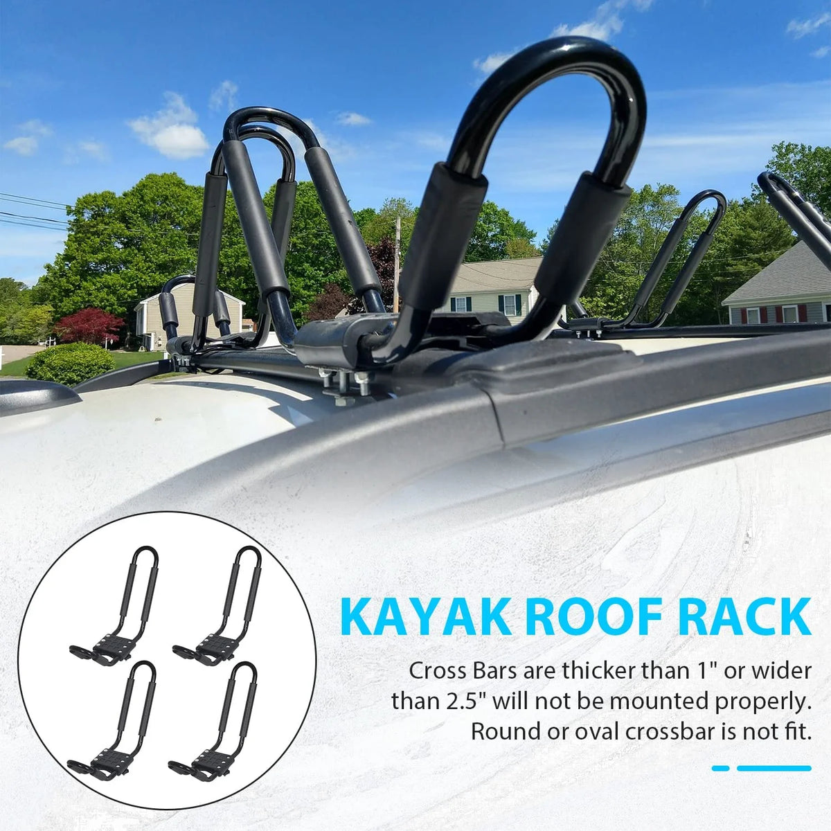 2 Pairs Universal Kayak Roof Rack Carrier W456517