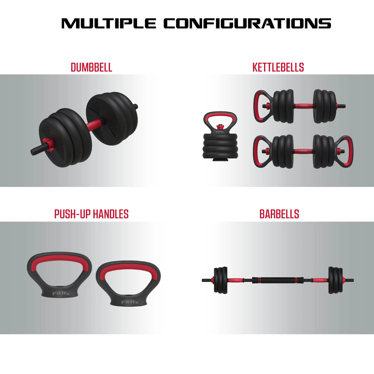 60 lbs. 4-in-1 Adjustable Dumbbell, Barbell, and Kettlebell Weight Set G76914