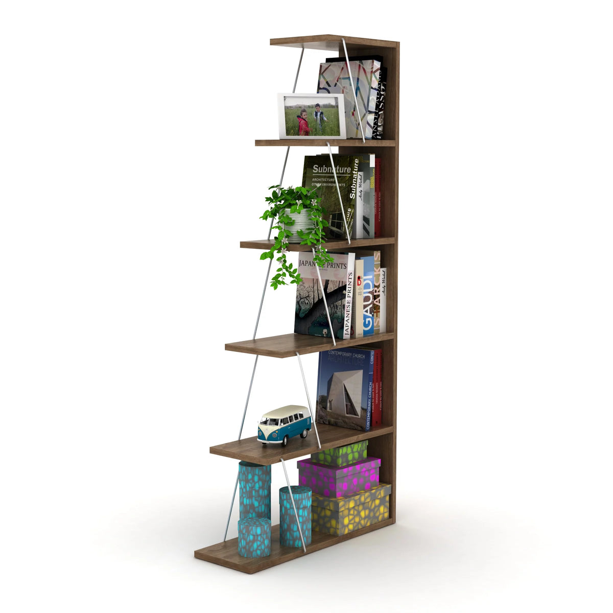 5 Tier Narrow Bookshelf L507