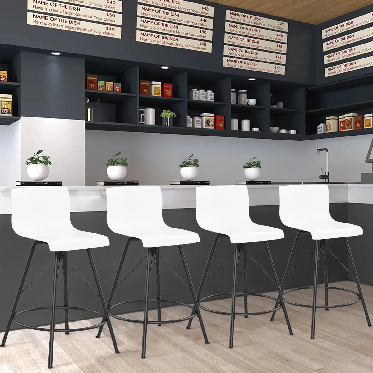 26" White Swivel Bar Stools Set of 4 B452