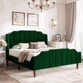 Queen Size Blue Velvet Upholstered Platform Bed Frame O2781