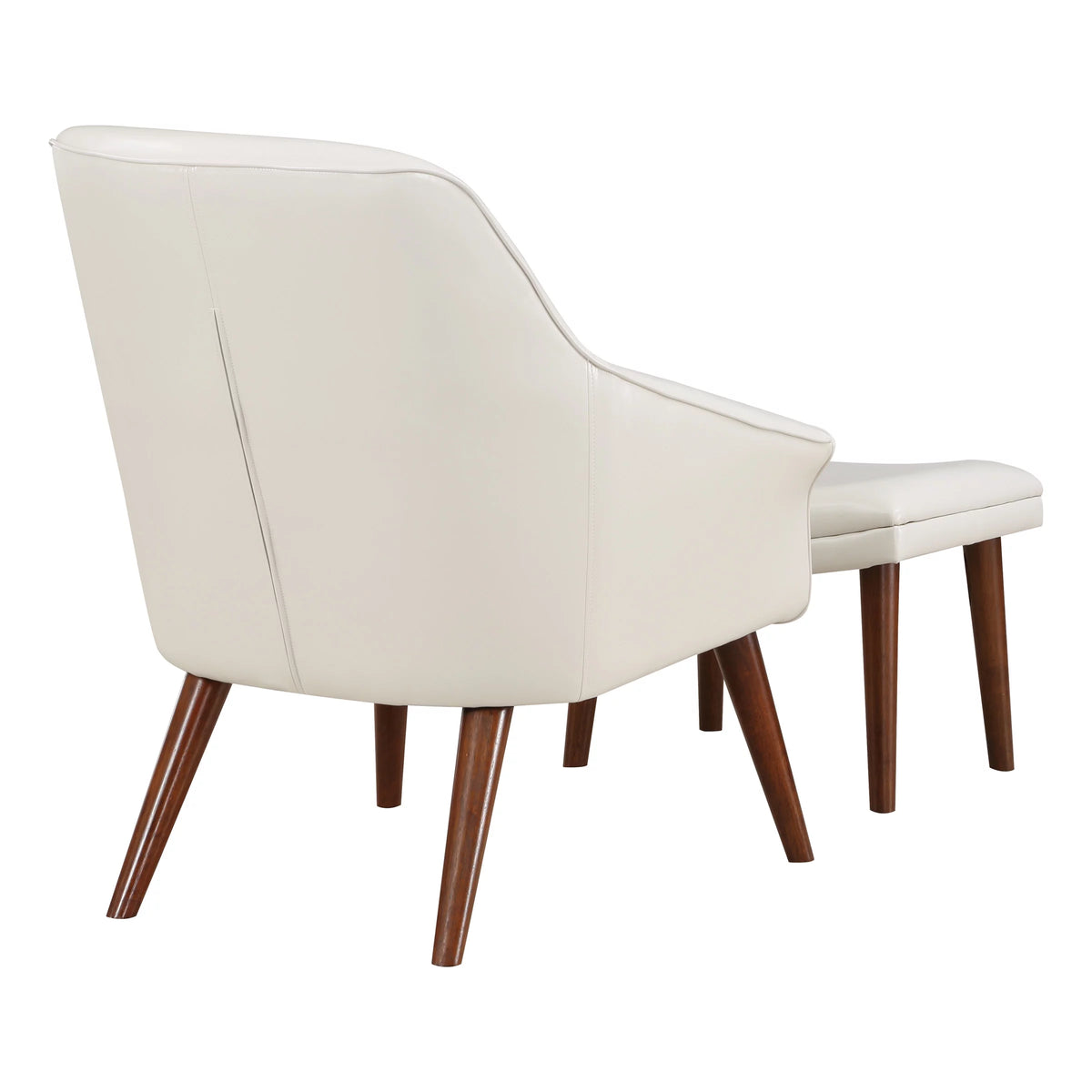 Cream Faux Leather Chair and Ottoman B961