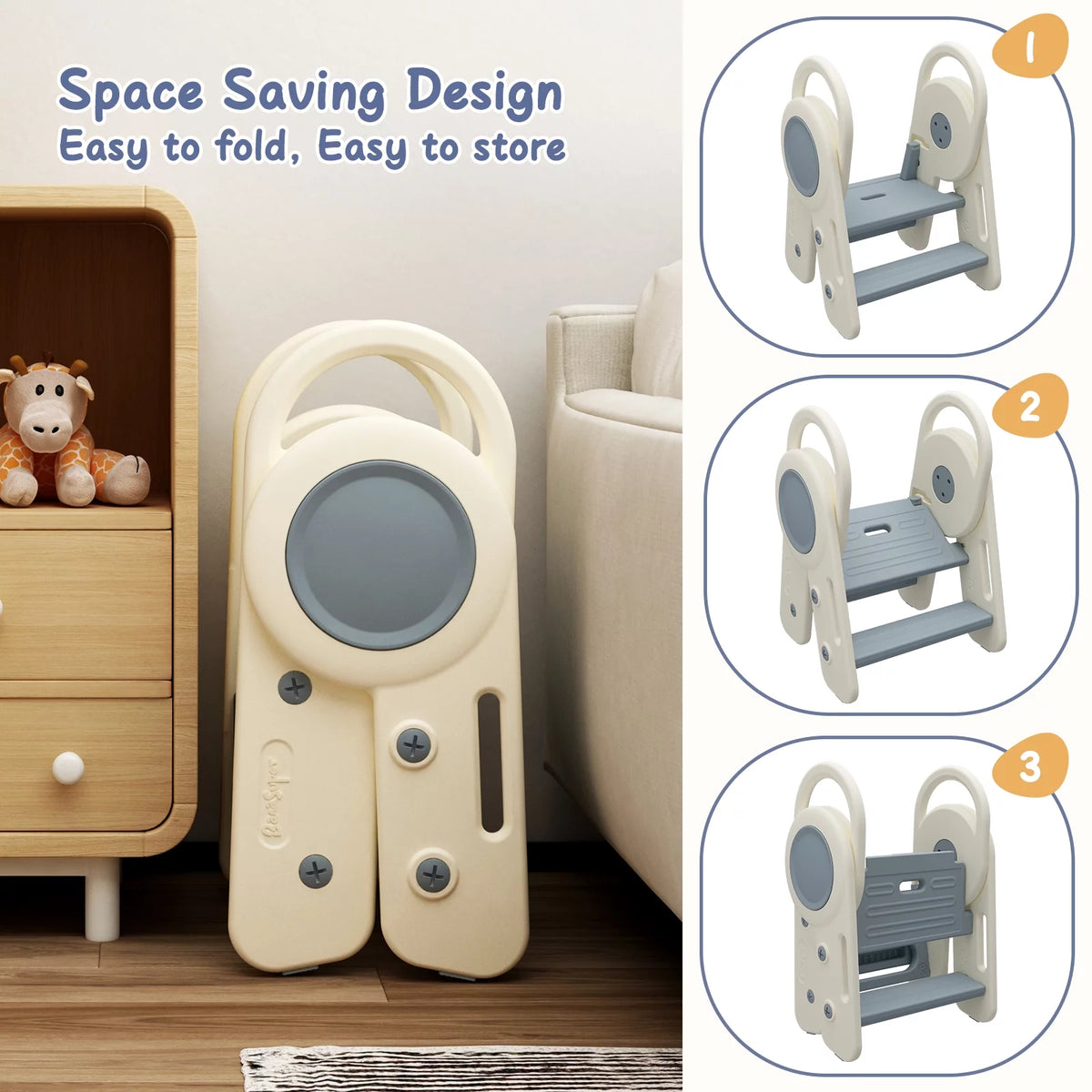 Foldable Toddler Step Stool Blue Z463