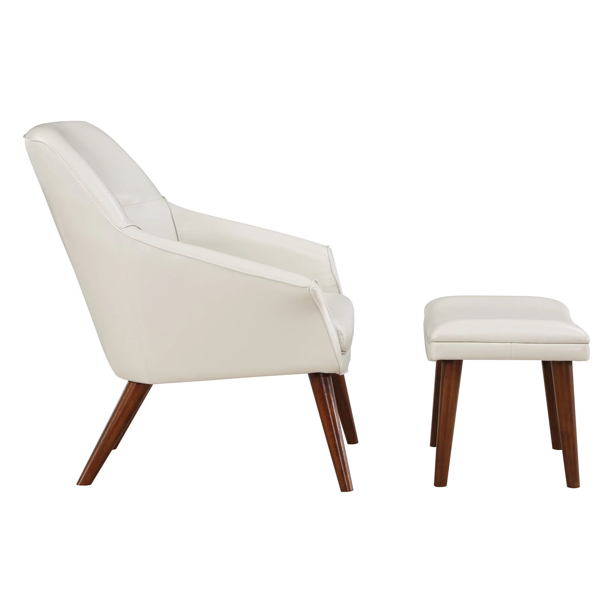 Cream Faux Leather Chair and Ottoman B961