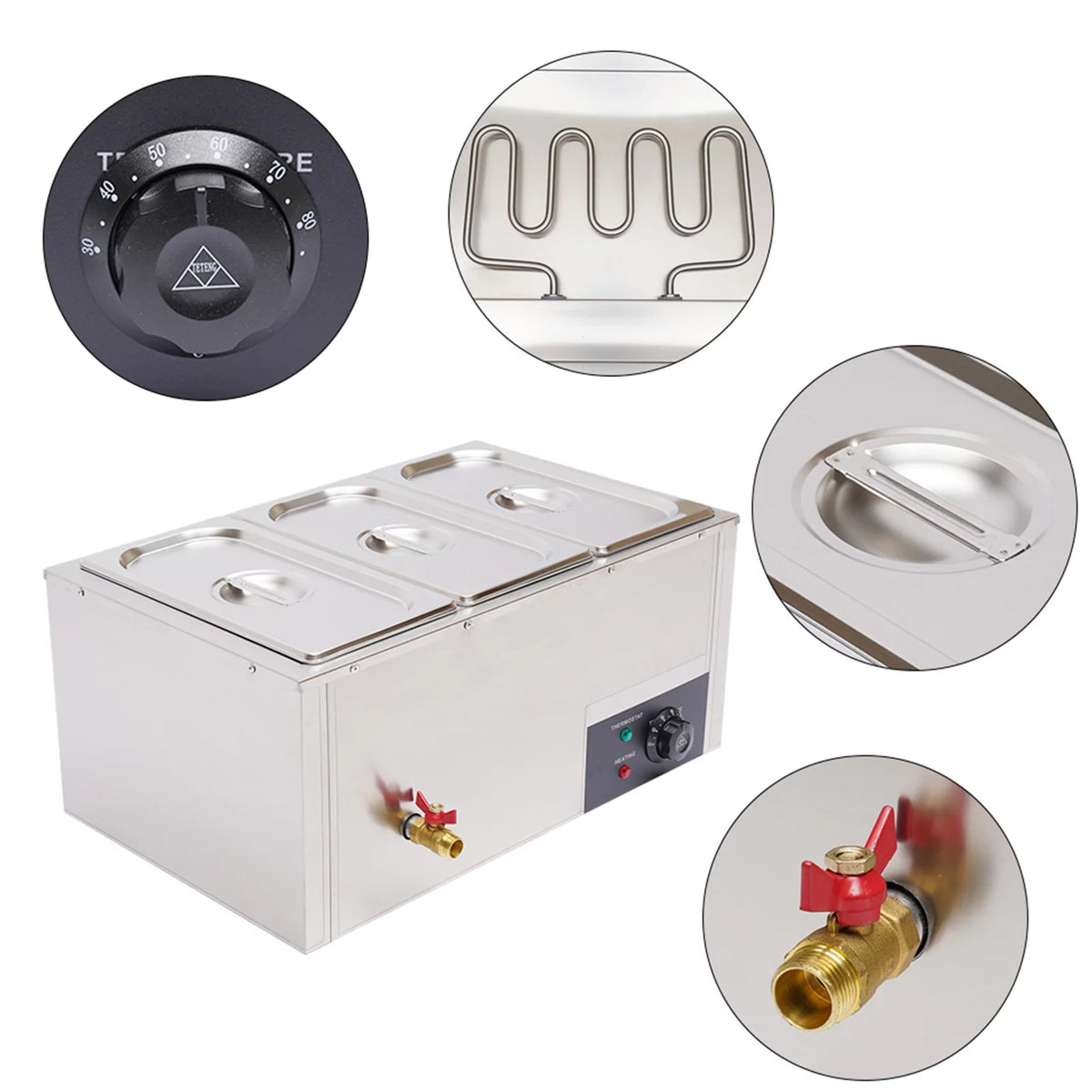 7L Stainless Steel 3 Pan Electric Food Warmer O483126