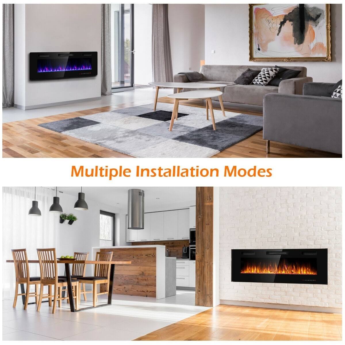 50-Inch Wall Mounted Recessed Electric Fireplace W6701