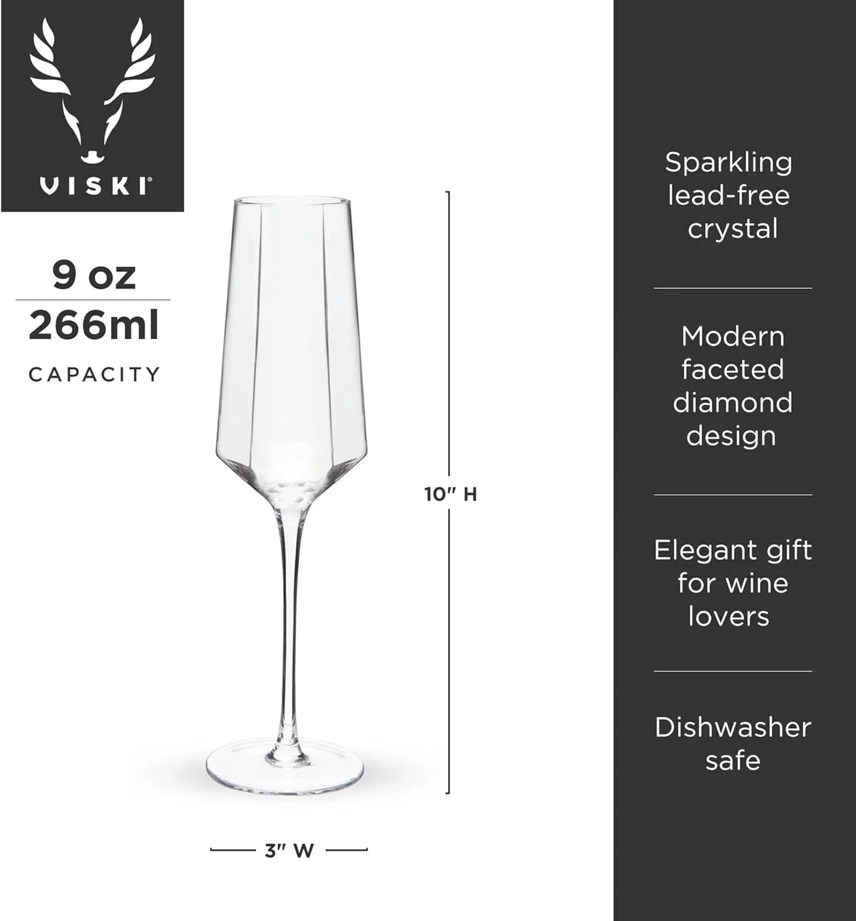 Clear 9 Oz Stemmed Champagne Flutes Set of 2 N796470