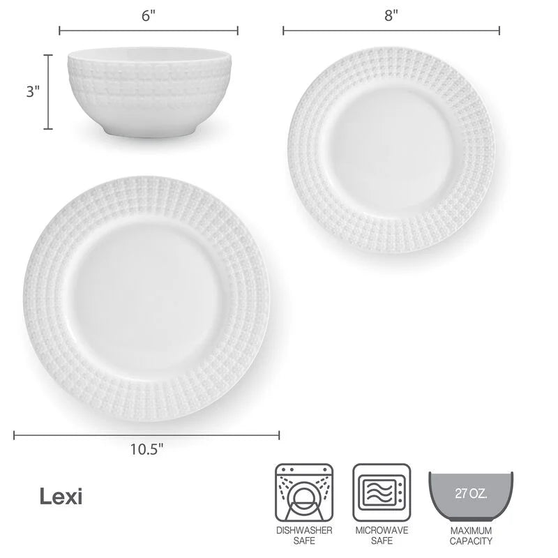 12 Piece White Porcelain Dinnerware Set D683123
