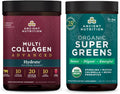 Multi Collagen Advanced Powder Hydrate, Mixed Berry, 30 Servings + Organic Supergreens Power, Greens Flavor, 25 Servings C9566
