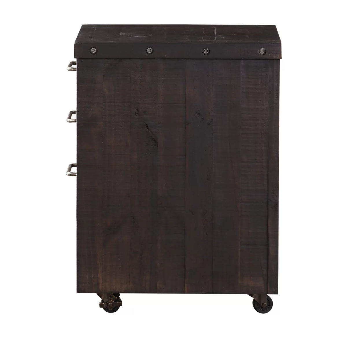 Cafe Brown Solid Pine Wood File Cabinet with Rolling Casters J460359