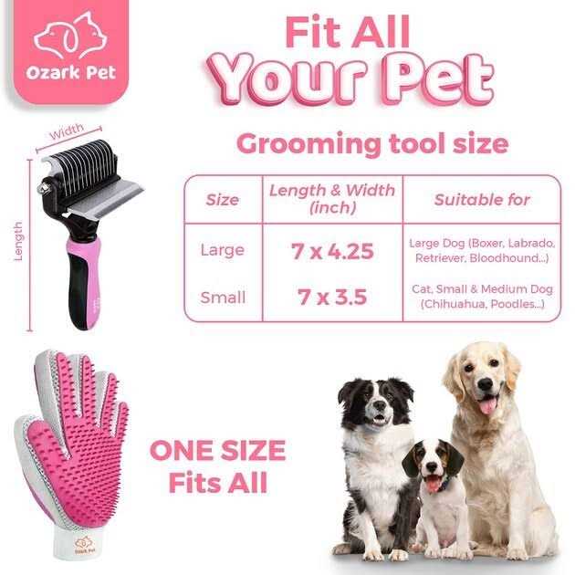 Dog and Cat Deshedding Brush and Shedding Glove D48399