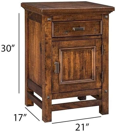 Rustic Acacia 1-Door 1-Drawer Nightstand Z1213