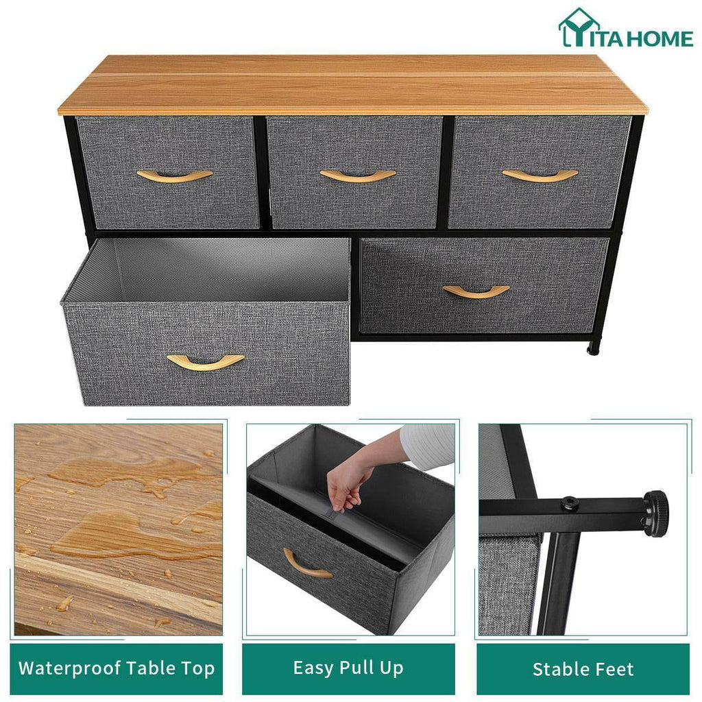 Dark Gray 5 Drawer Dresser O302332