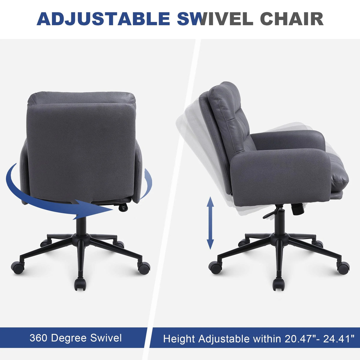 Adjustable Home Office Chair with Wheels L3634
