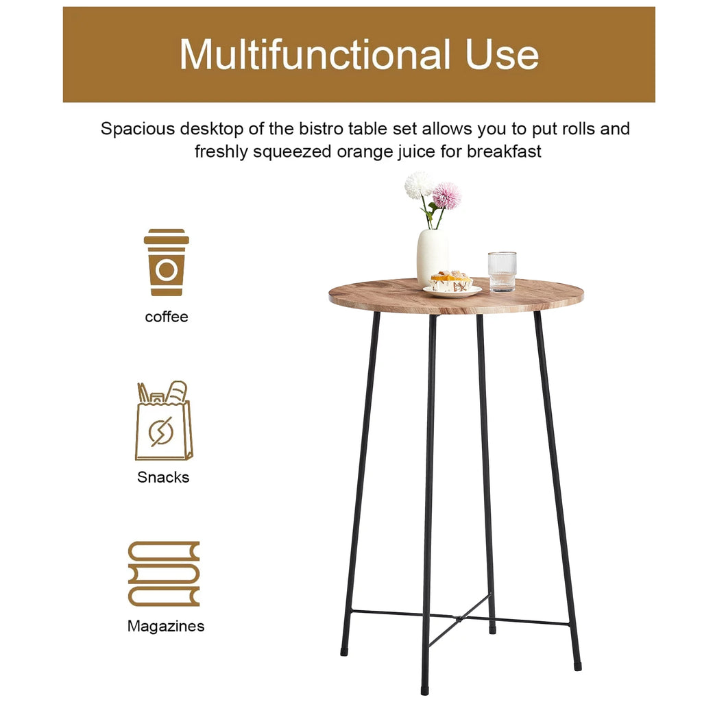 3-Piece Round Bar Table Set with 2 Stools K987008