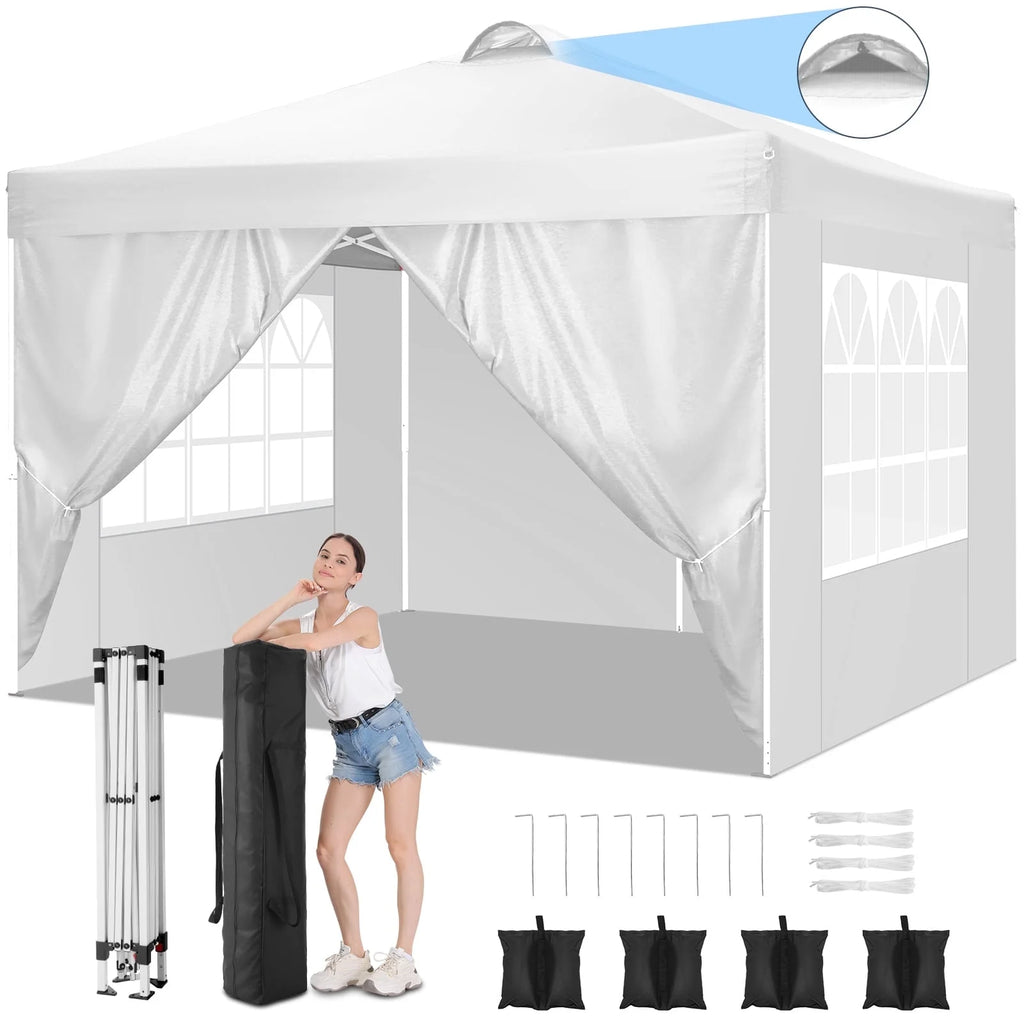 10'x10' Pop Up Canopy with Sidewalls and Sandbags A788