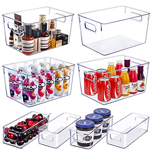 Set of 8 Clear Plastic Stackable Storage Bins B77612