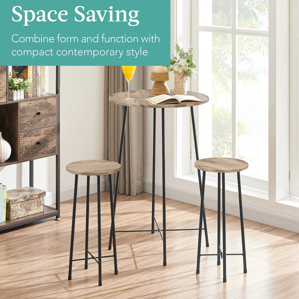 3-Piece Round Bar Table Set with 2 Stools K987008