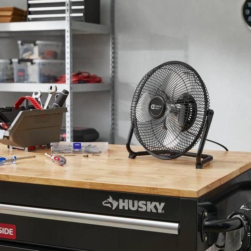 Black 3-Speed High Velocity Floor Fan with Wall Mount Bracket E4982