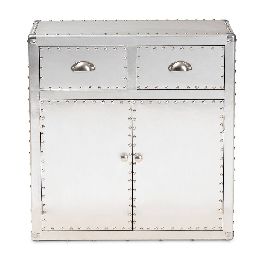 Silver 2-Door Metal Accent Storage Cabinet V24839
