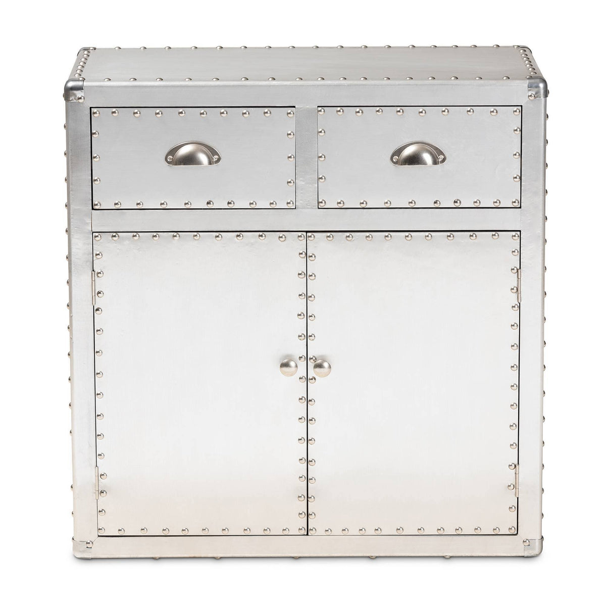 Silver 2-Door Metal Accent Storage Cabinet V24839