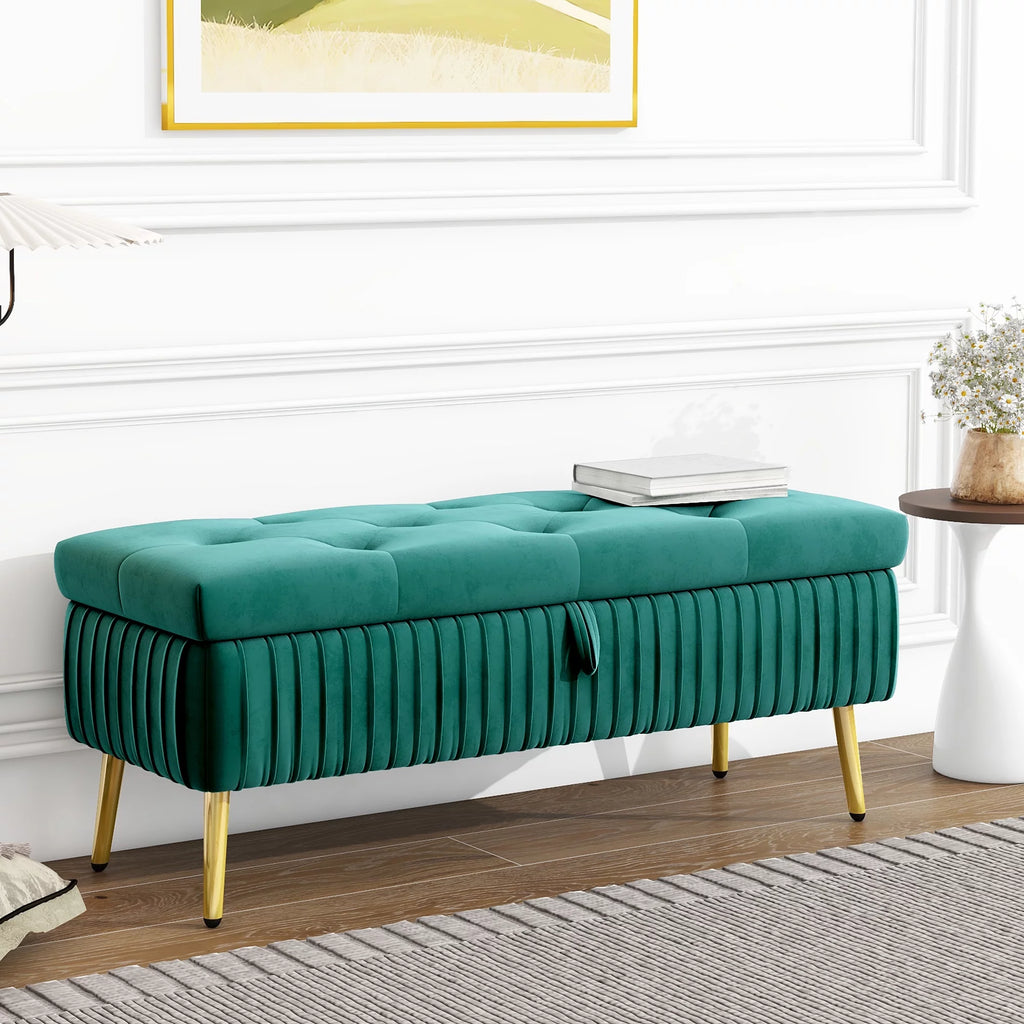 Green Storage Bench Ottoman K274692