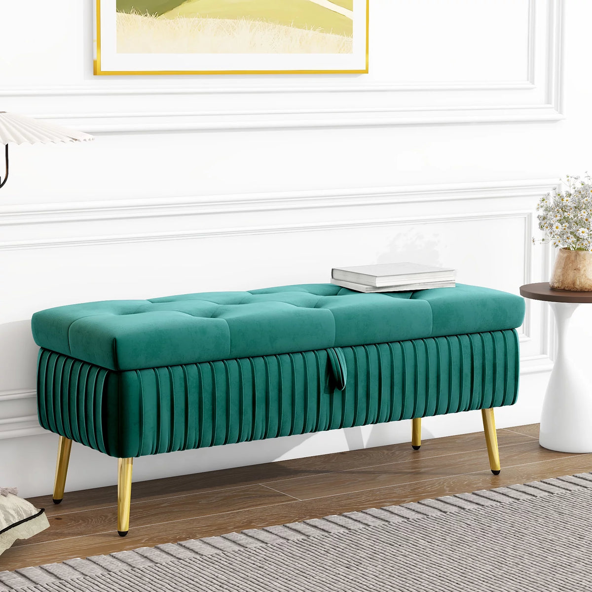 Green Storage Bench Ottoman K274692