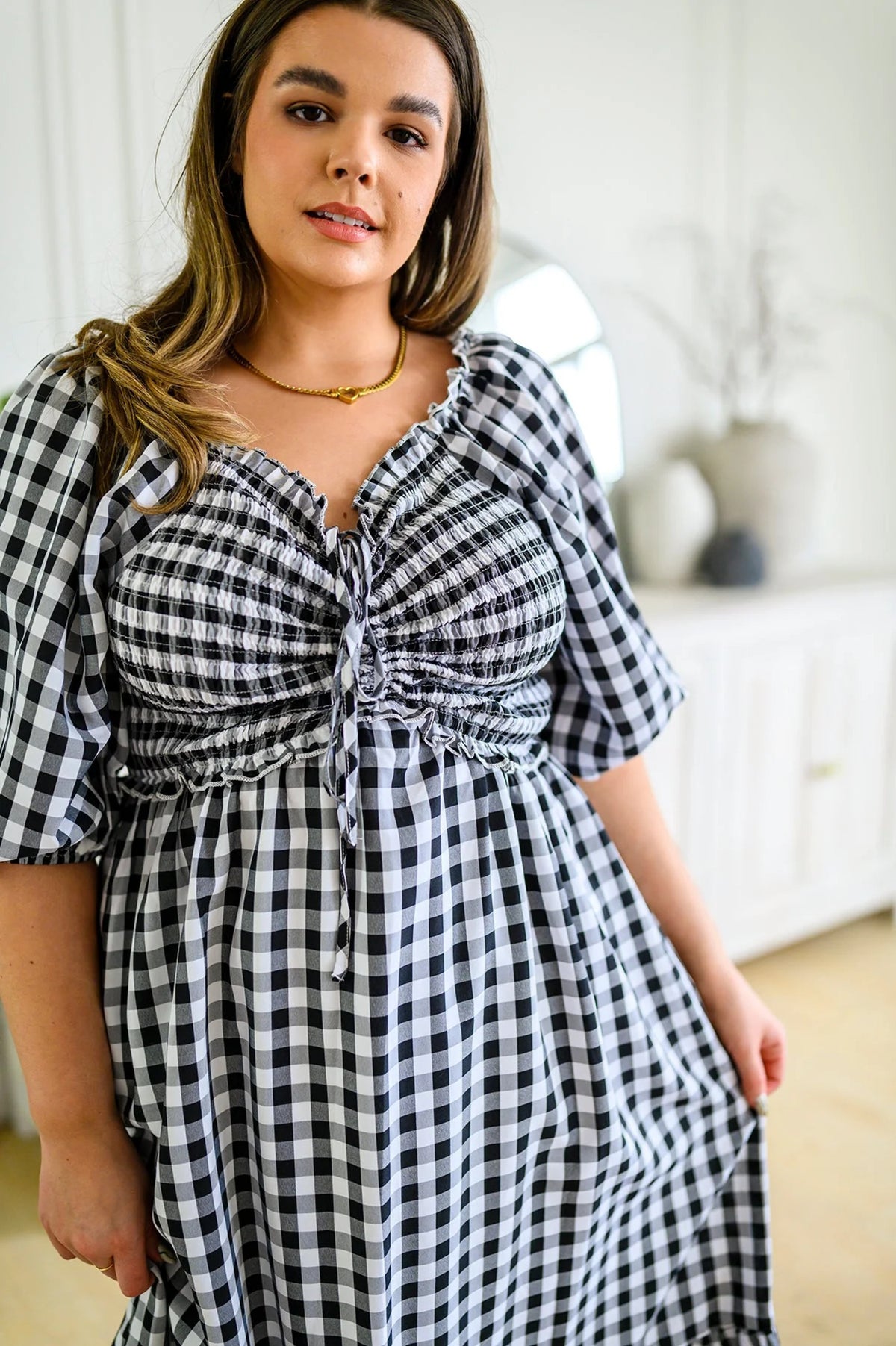 Gingham Midi Dress H391