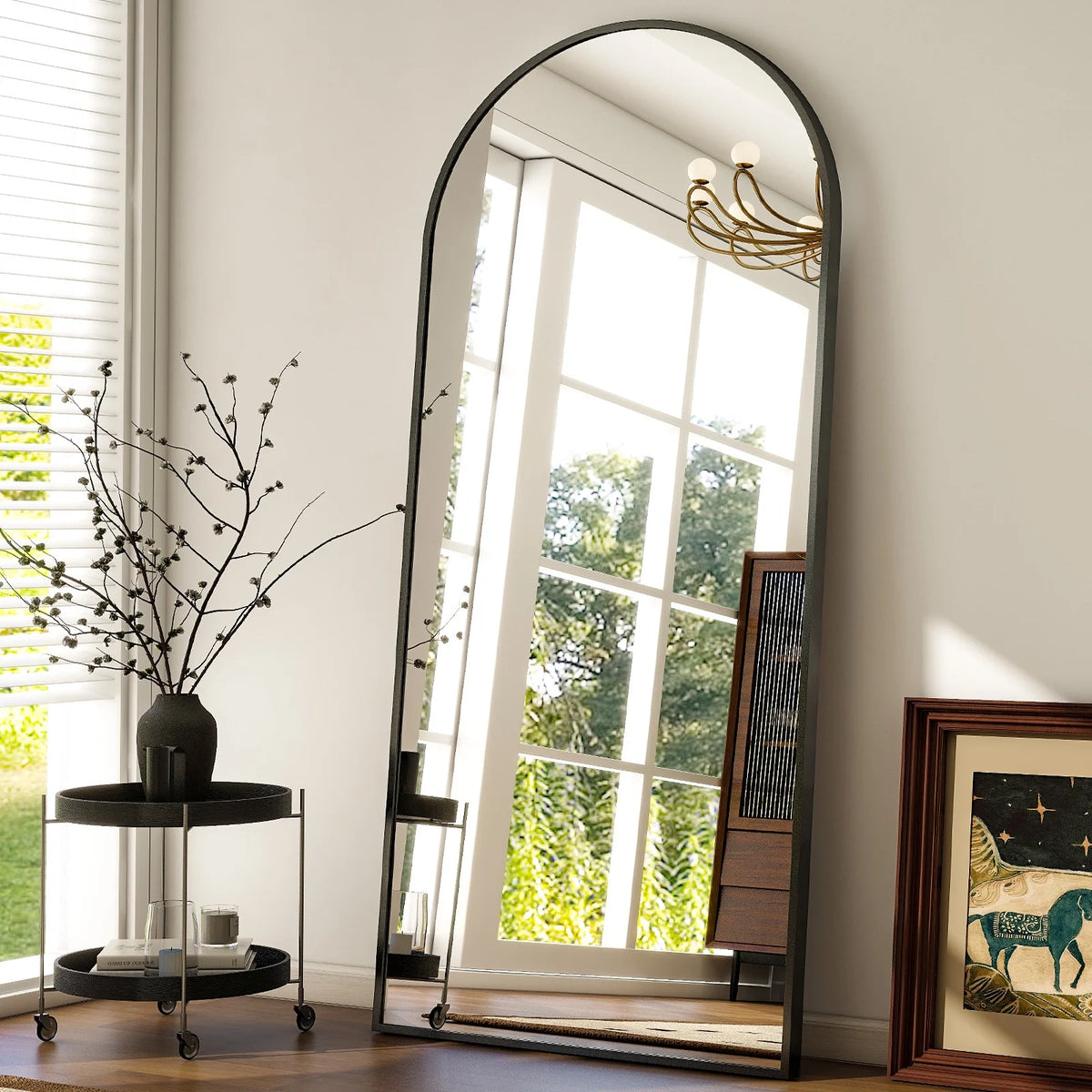 31x71 Black Arched Full Length Floor Mirror U672