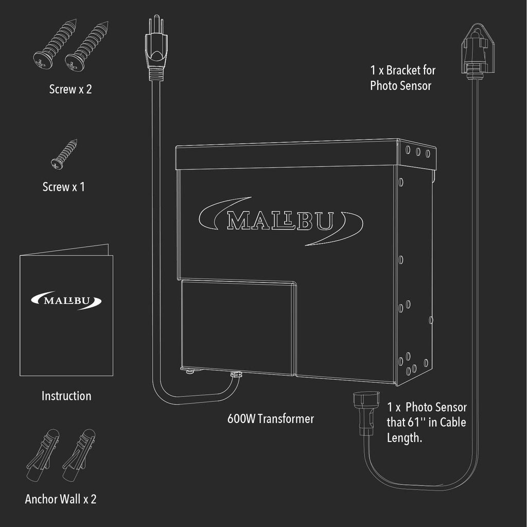 600 Watt Power Pack with Sensor Photo Cell and Weather Shield for Low Voltage Landscape Lighting P8223