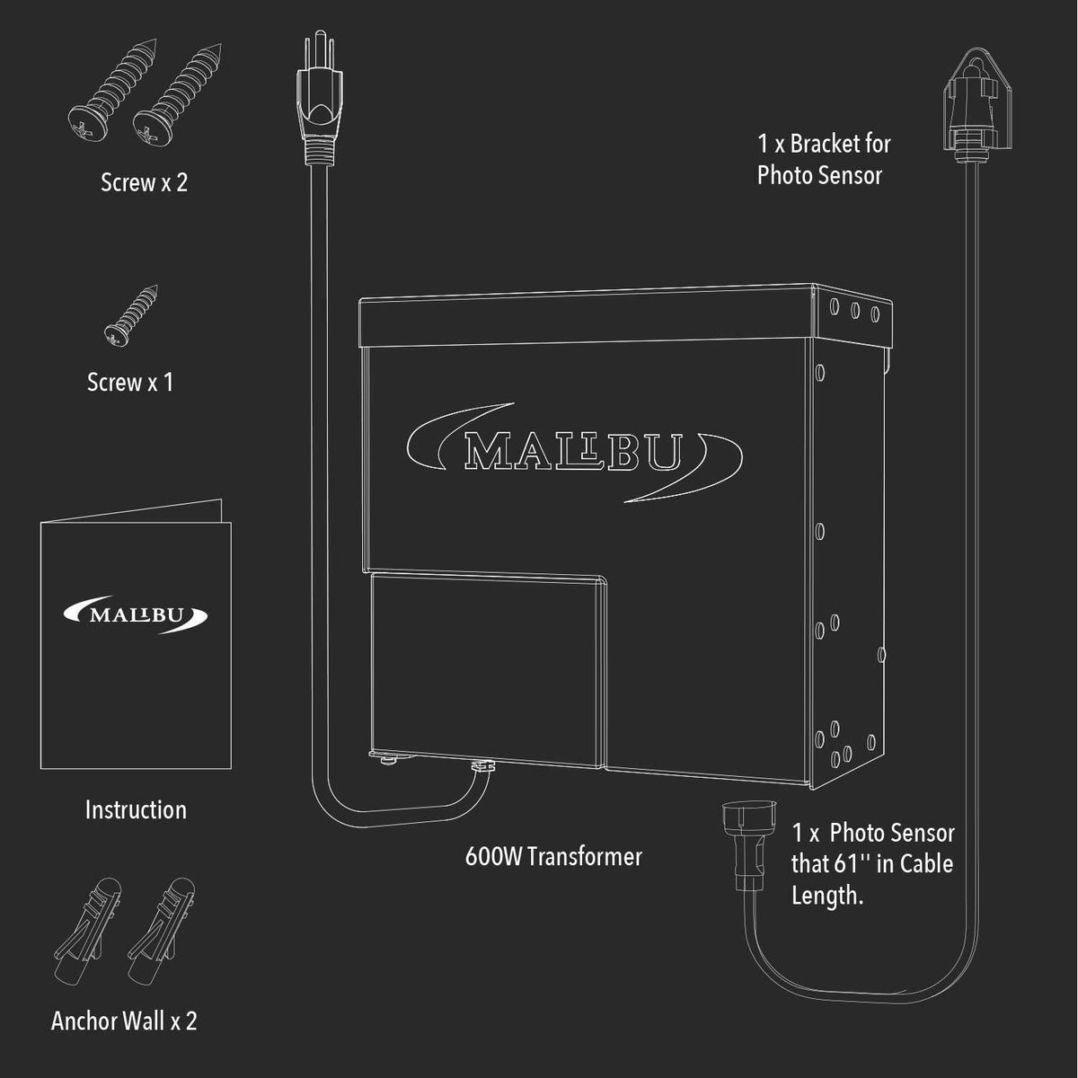 600 Watt Power Pack with Sensor Photo Cell and Weather Shield for Low Voltage Landscape Lighting P8223